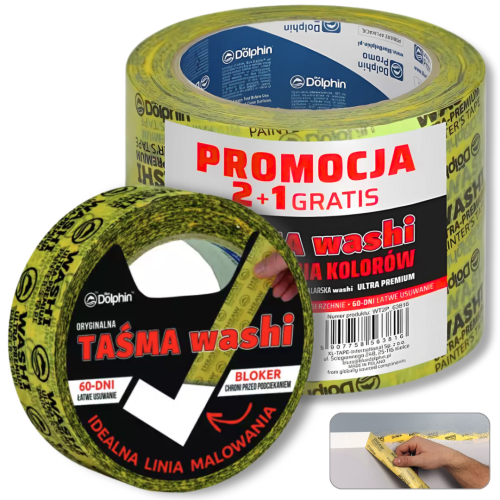ZESTAW 3x BLUE DOLPHIN TAŚMA MALARSKA WASHI Original 60dni 35mm 50mb ORYGINAŁ