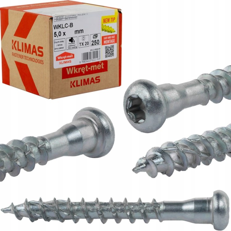 Wkręty do łączników ciesielskich 5x50 mm 250 szt. TORX Klimas WKLC