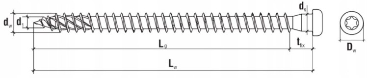 Wkręty do łączników ciesielskich 5x50 mm 250 szt. TORX Klimas WKLC