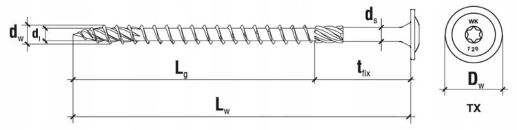 WKRĘTY CIESIELSKIE TALERZOWE DO DREWNA KLIMAS WKCP 5x100 ŁEB TORX 150 SZT