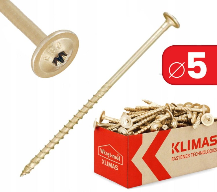 WKRĘTY CIESIELSKIE TALERZOWE DO DREWNA KLIMAS WKCP 5x50 ŁEB TORX 250 SZT