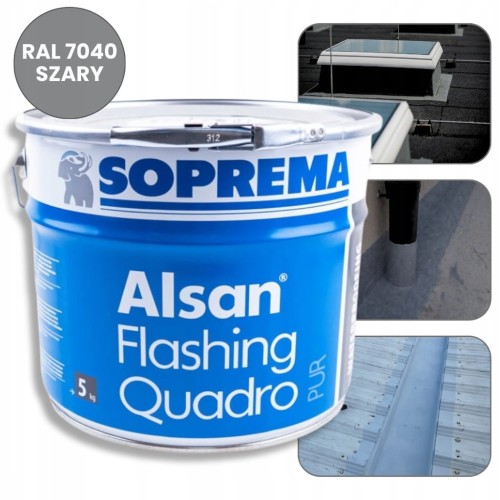SOPREMA ALSAN FLASHING QUADRO 5KG RAL 7040 ŻYWICA POLIURETANOWO-BITUMICZNA