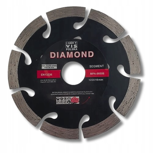 TARCZA DIAMENTOWA SEGMENT DO CIĘCIA BETONU KOSTKI 125x22 mm