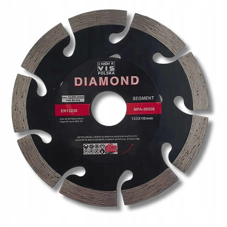 TARCZA DIAMENTOWA SEGMENT DO CIĘCIA BETONU KOSTKI 125x22 mm