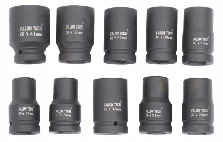 KLUCZE NASADOWE UDAROWE KUTE CR-V 17-41mm 1" Zestaw 10szt. FALON-TECH