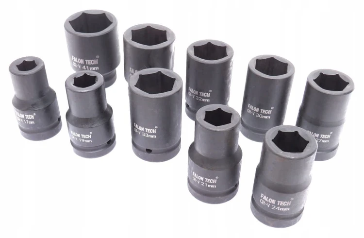 KLUCZE NASADOWE UDAROWE KUTE CR-V 17-41mm 1" Zestaw 10szt. FALON-TECH
