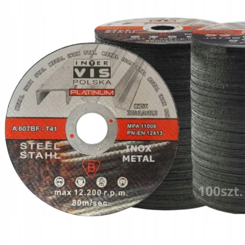 100 szt TARCZA TARCZE 125MM DO CIĘCIA METALU 125x1 INOX MOCNE INTER-VIS