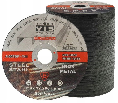 50 szt TARCZA TARCZE INTER-VIS 125MM DO CIĘCIA METALU 125x1 INOX MOCNE