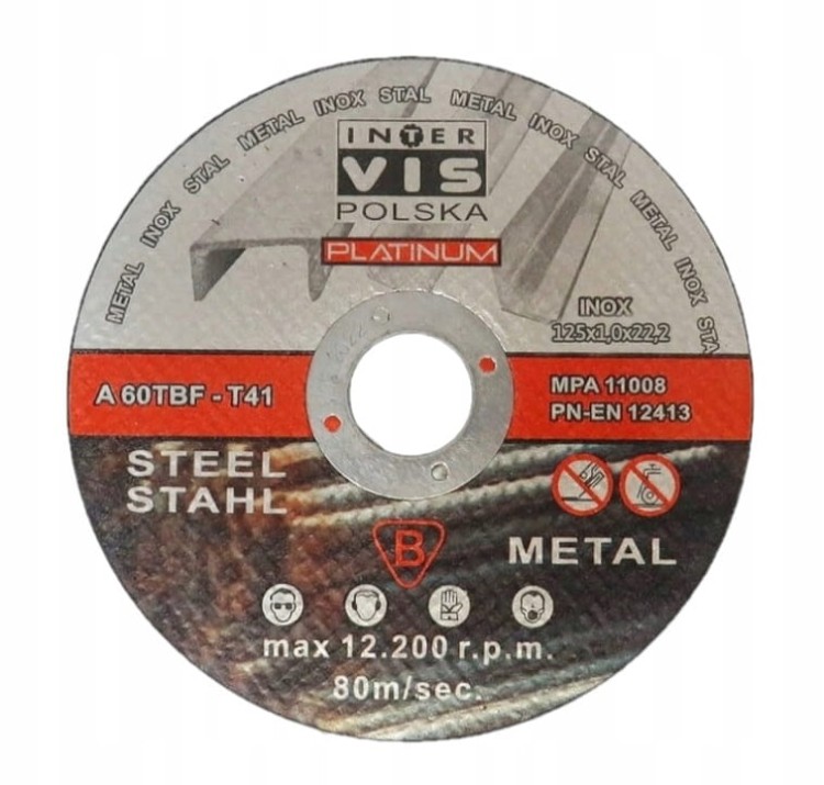 50 szt TARCZA TARCZE INTER-VIS 125MM DO CIĘCIA METALU 125x1 INOX MOCNE
