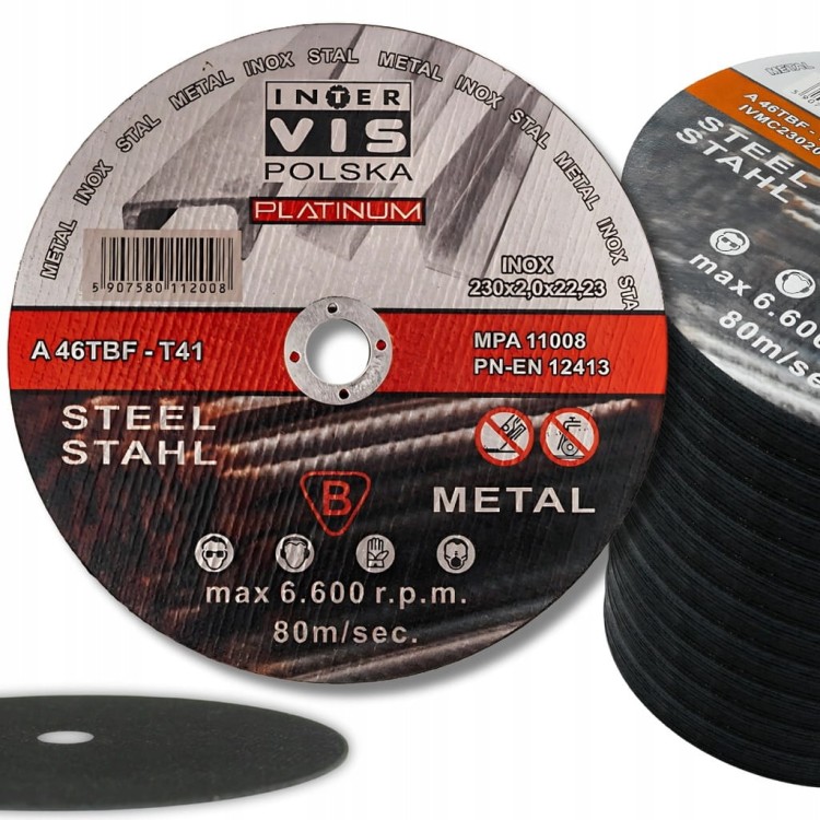 100X TARCZA DO CIĘCIA METALU STALI 230x2,0 MM INOX PLATINUM DUŻA MOCNA