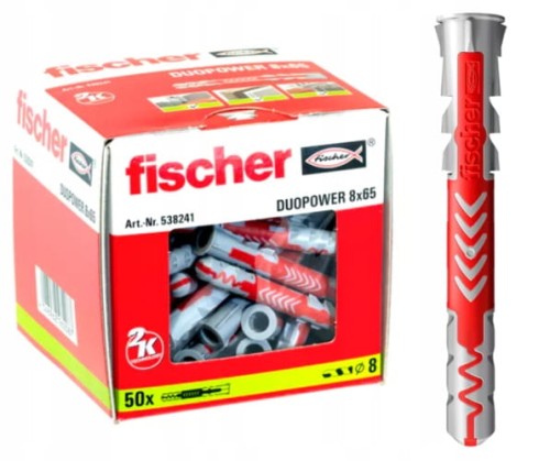Kołki FISCHER DUOPOWER kołek koszulka 8x65 50 szt kołki do betonu rozporowe