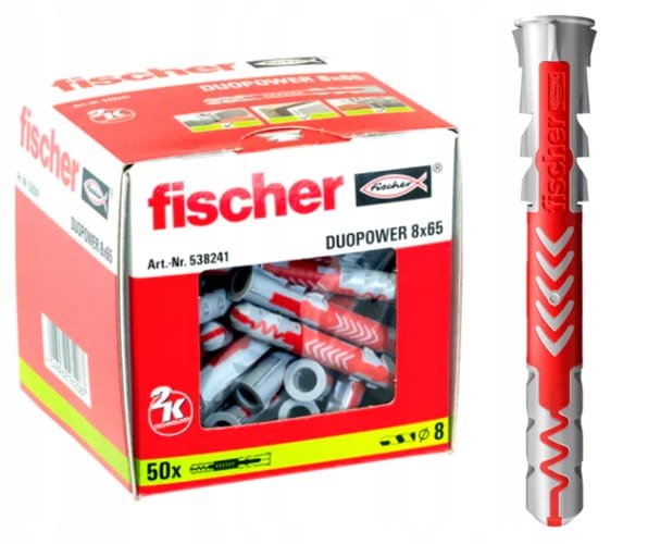 Kołki FISCHER DUOPOWER kołek koszulka 8x65 50 szt kołki do betonu rozporowe