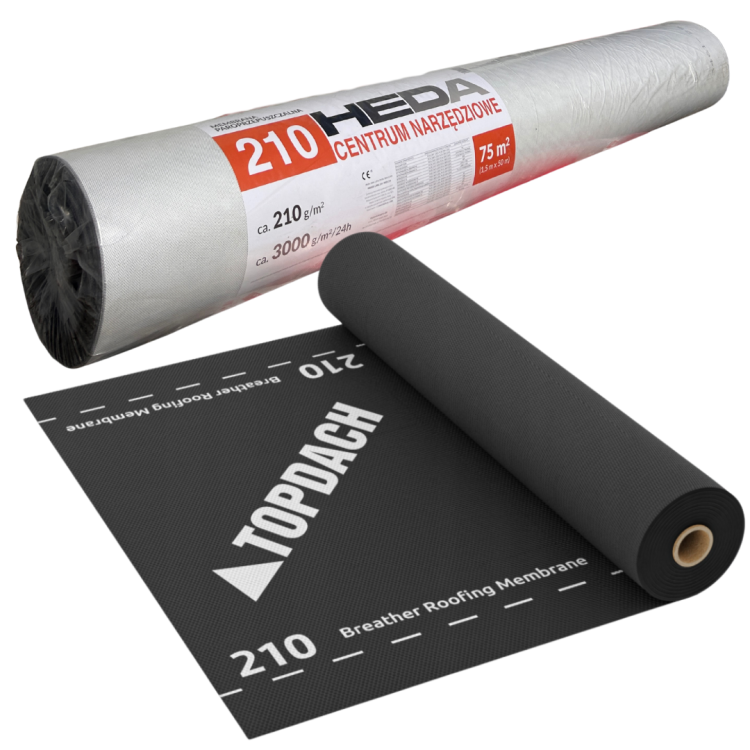 MEMBRANA DACHOWA PAROPRZEPUSZCZALNA 75M2 210G TOPDACH EUROVENT