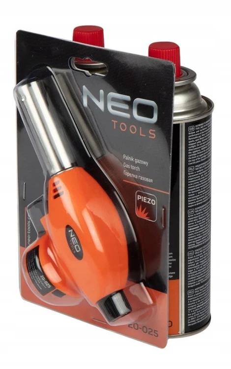 NEO 20-040 Palnik gazowy nakręcany + 2 naboje z gazem butan, 227g
