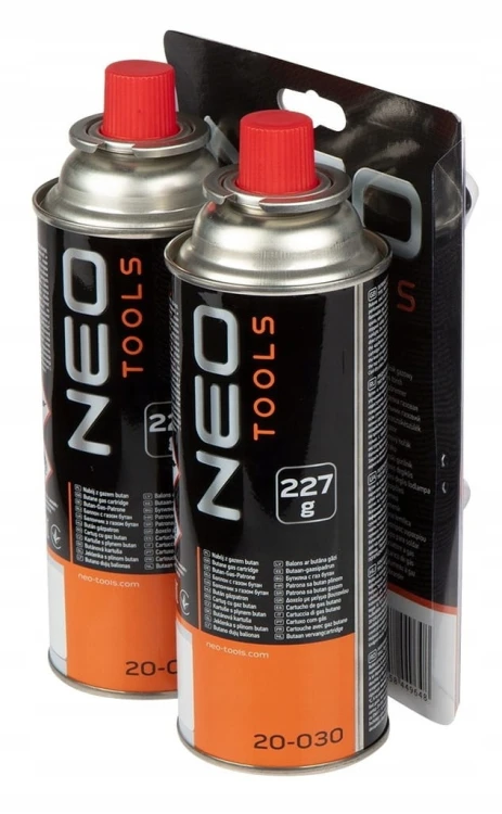 NEO 20-040 Palnik gazowy nakręcany + 2 naboje z gazem butan, 227g