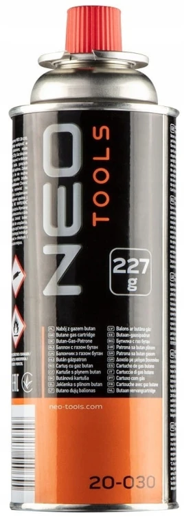 NEO 20-040 Palnik gazowy nakręcany + 2 naboje z gazem butan, 227g