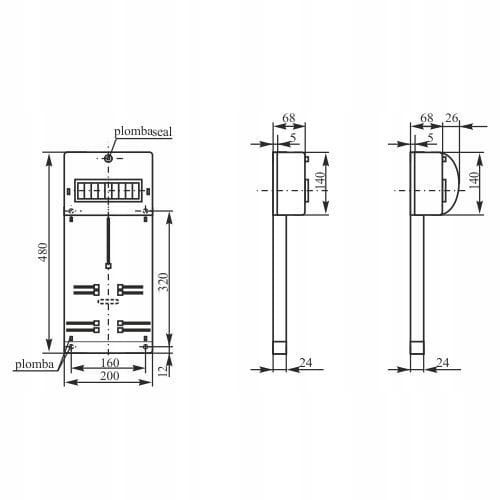 Tablica licznikowa z szybką 480x200mm TLR-3F N+PE Elektro-Plast Opatówek
