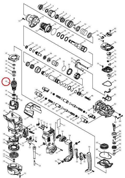 WIRNIK MŁOTA UDAROWEGO ORYGINAŁ MAKITA HR4501C HR4510C HR4511C 517768-6