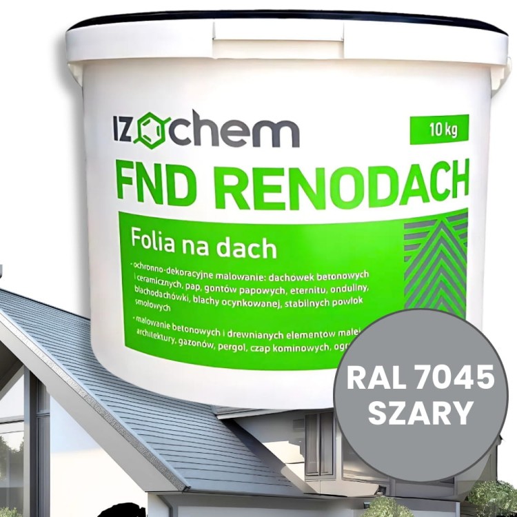 Folia renowacyjna na dach FND Izochem Renodach 10 kg SZARY RAL 7045