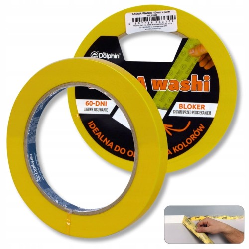 BLUE DOLPHIN TAŚMA MALARSKA WASHI JAPOŃSKA 10MM/50M DO PRECYZYJNYCH ODCIĘĆ
