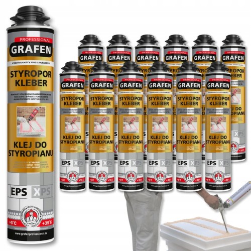 12x Klej do styropianu XPS EPS GRAFEN PROFESSIONAL PIANA PIANOKLEJ 750 ml