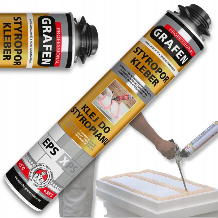 12x Klej do styropianu XPS EPS GRAFEN PROFESSIONAL PIANA PIANOKLEJ 750 ml