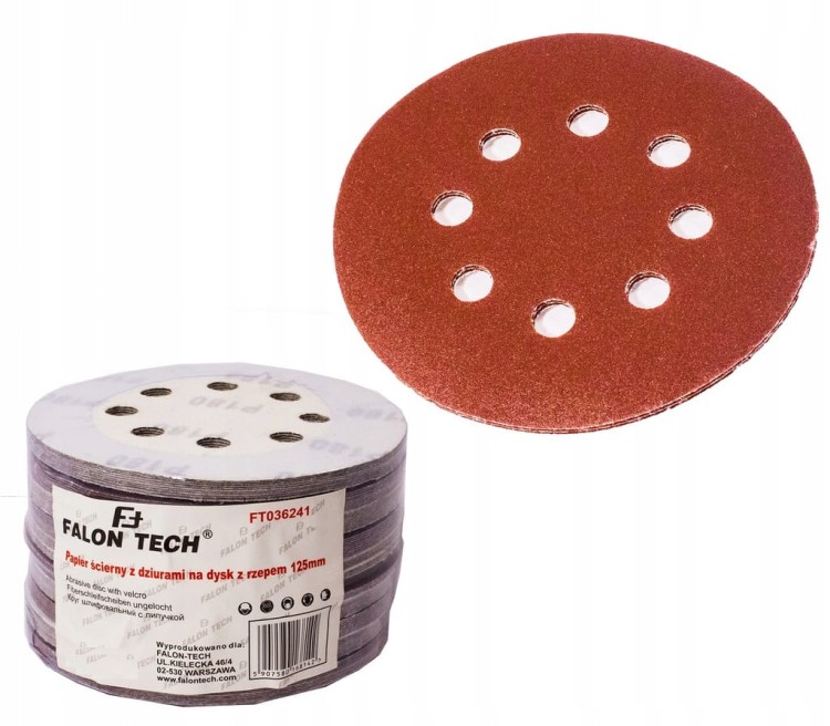 FALON TECH 1x Krążek ścierny na rzep 125mm P40