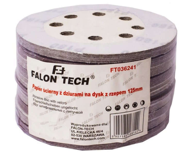 FALON TECH 1x Krążek ścierny na rzep 125mm P40