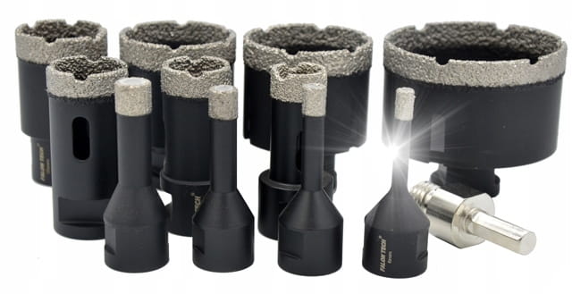 OTWORNICA DO GRESU DIAMENTOWA ZESTAW OTWORNIC BETONU GRANITU 11 SZT+ADAPTER