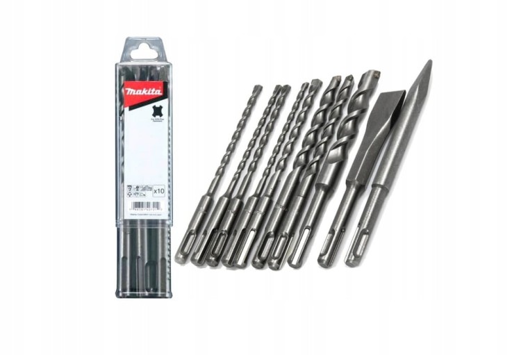 MAKITA Zestaw dłut i wierteł SDS+ Plus 10 szt. do betonu cegły D-46361