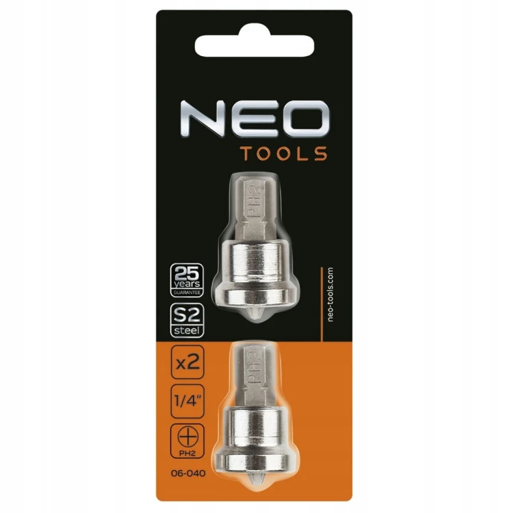 KOŃCÓWKI WKRĘTAKOWE PH2 25mm BITY z ogranicznikiem do płyt G/K 2szt NEO