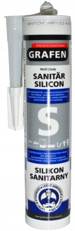 SILIKON SANITARNY GRAFEN 280ML BIAŁY AC WC USZCZELNIACZ GRZYBOODPORNY