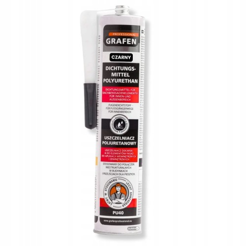GRAFEN PROFESSIONAL PU40 USZCZELNIACZ KLEJ POLIURETANOWY 300ML CZARNY MASA