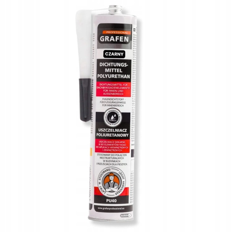GRAFEN PROFESSIONAL PU40 USZCZELNIACZ KLEJ POLIURETANOWY 300ML CZARNY MASA