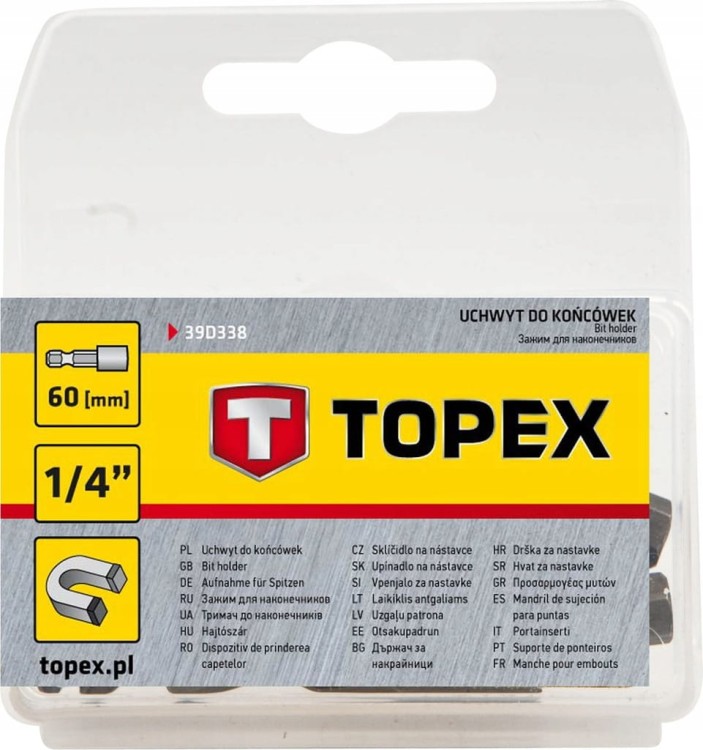 UCHWYT DO KOŃCÓWEK WKRĘTAKOWYCH bitów 1/4" 60 mm TOPEX 39D338