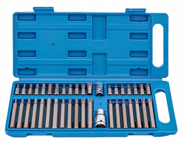ZESTAW BITÓW KLUCZY IMBUS SPLINE TORX 40 el BITY WALIZKA+ADAPTERY 1/2, 3/8
