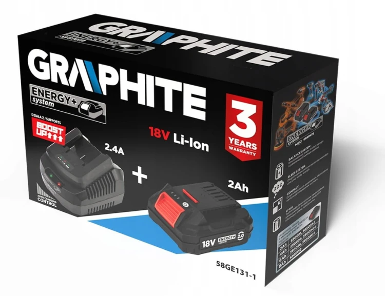 Zestaw Akumulator 2Ah + Ładowarka Bateria BOOST UP GRAPHITE NEO Energy+
