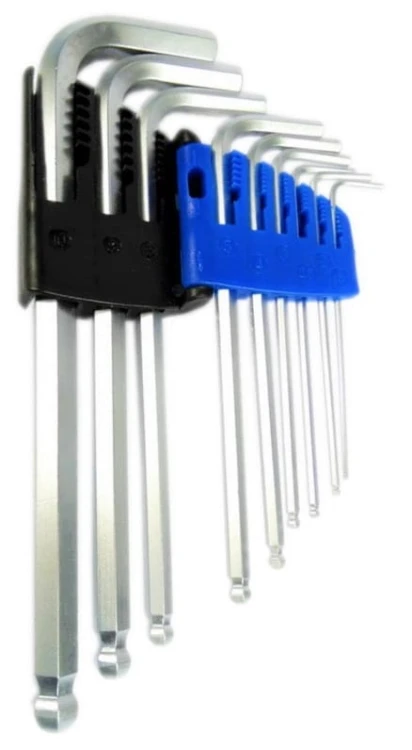 KLUCZE IMBUSOWE "L" Z KULKĄ IMBUSY HEX KRÓTKIE CrV 1-10 mm 9 SZTUK