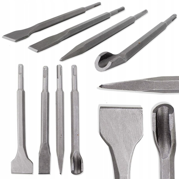 DŁUTA DO BETONU SDS PLUS + ZESTAW 4 SZTUK DŁUT MOCNE DŁUTO 250mm PRZECINAK