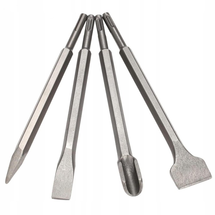 DŁUTA DO BETONU SDS PLUS + ZESTAW 4 SZTUK DŁUT MOCNE DŁUTO 250mm PRZECINAK