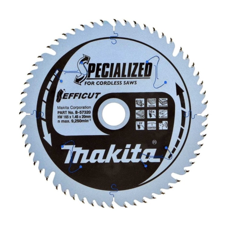 MAKITA SPECIALIZED TARCZA TNĄCA do drewna laminatu MDF 165x20mm 56Z B-57320
