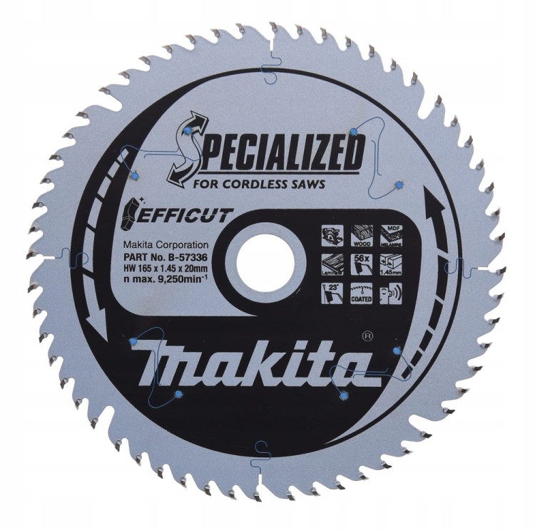 MAKITA Tarcza do drewna laminatu MDF 165x20 56Z EFFICUT B-57336