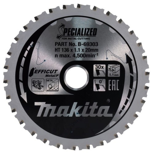 Makita tarcza piła tnąca do cięcia metalu 136x20 30 zębów Efficut B-69303