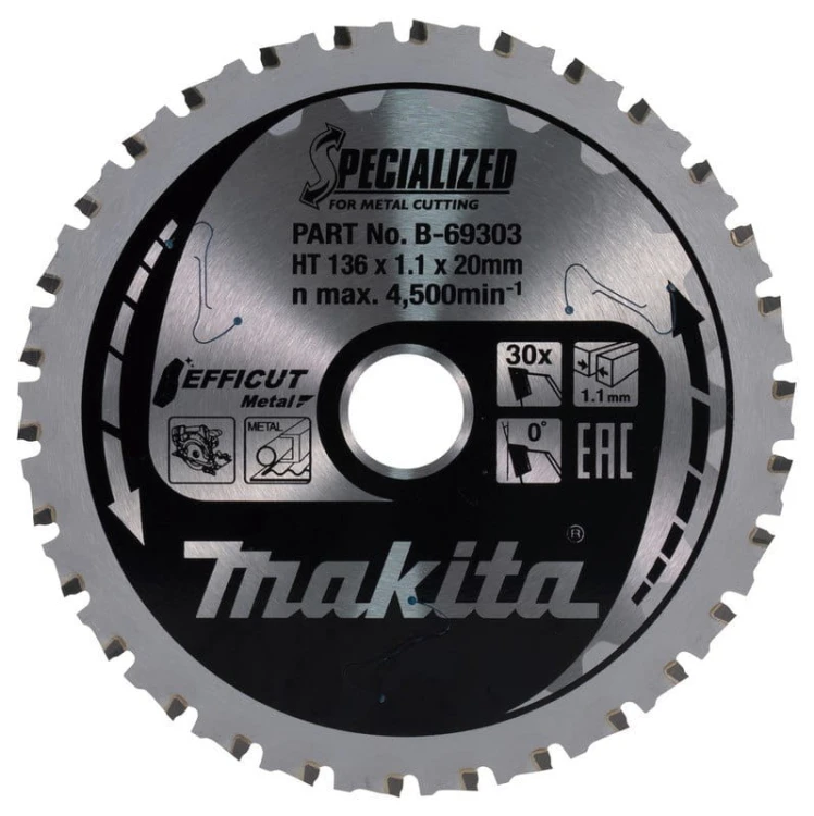 Makita tarcza piła tnąca do cięcia metalu 136x20 30 zębów Efficut B-69303