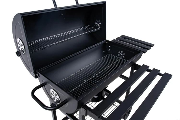 GRILL WĘGLOWY OGRODOWY BECZKA Z POKRYWĄ POPIELNIK TERMOMETR 71 X 35 CM