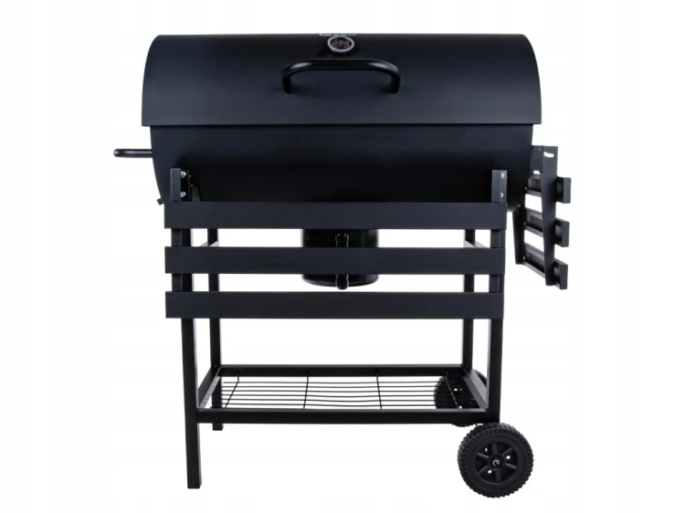 GRILL WĘGLOWY OGRODOWY BECZKA Z POKRYWĄ POPIELNIK TERMOMETR 71 X 35 CM