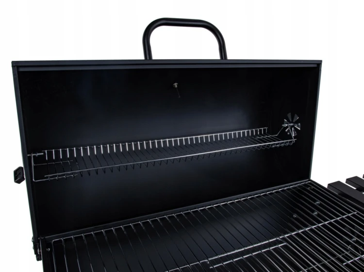 GRILL WĘGLOWY OGRODOWY BECZKA Z POKRYWĄ POPIELNIK TERMOMETR 71 X 35 CM