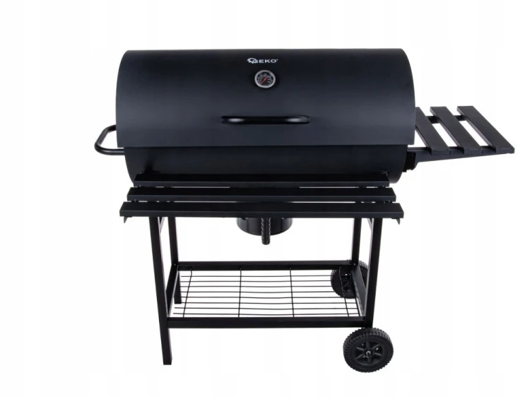 GRILL WĘGLOWY OGRODOWY BECZKA Z POKRYWĄ POPIELNIK TERMOMETR 71 X 35 CM