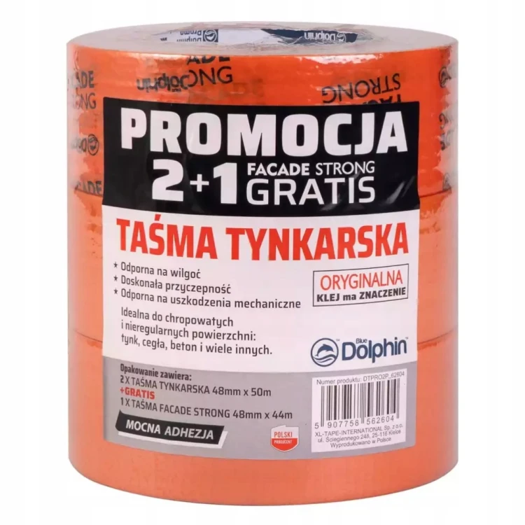 Zestaw Taśm Tynkarskich BLUE DOLPHIN 2x 48x50m + 1x FASADOWA STRONG 44m UV