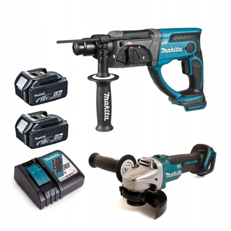 Makita wiertarka udarowa SDS + szlifierka 18V Akumulatorowa baterie 2x 5AH